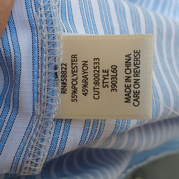 MAX STUDIO Blue White Striped Maxi Dress Button Up Belt Tie Size M - Picture 15 of 16